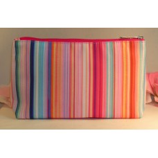 Clinique Makeup Cosmetic Bag Case Purse Pink Stripes Pink Satin Travel Home